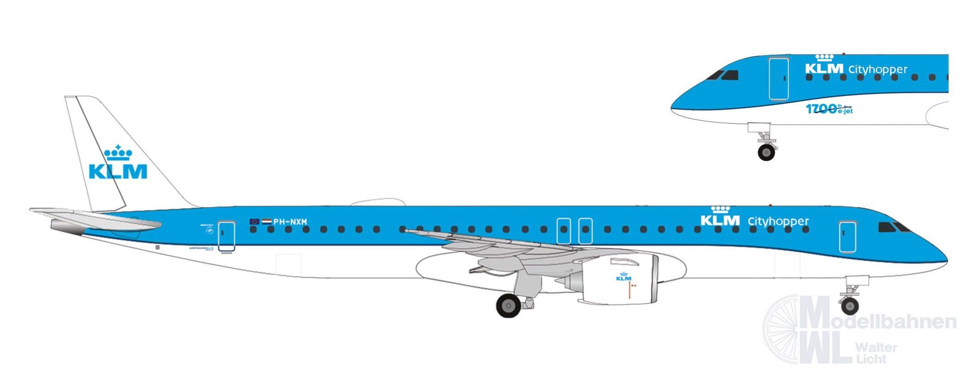 Herpa 536554-001 - E195-E2 KLM Cityhopper 1:500