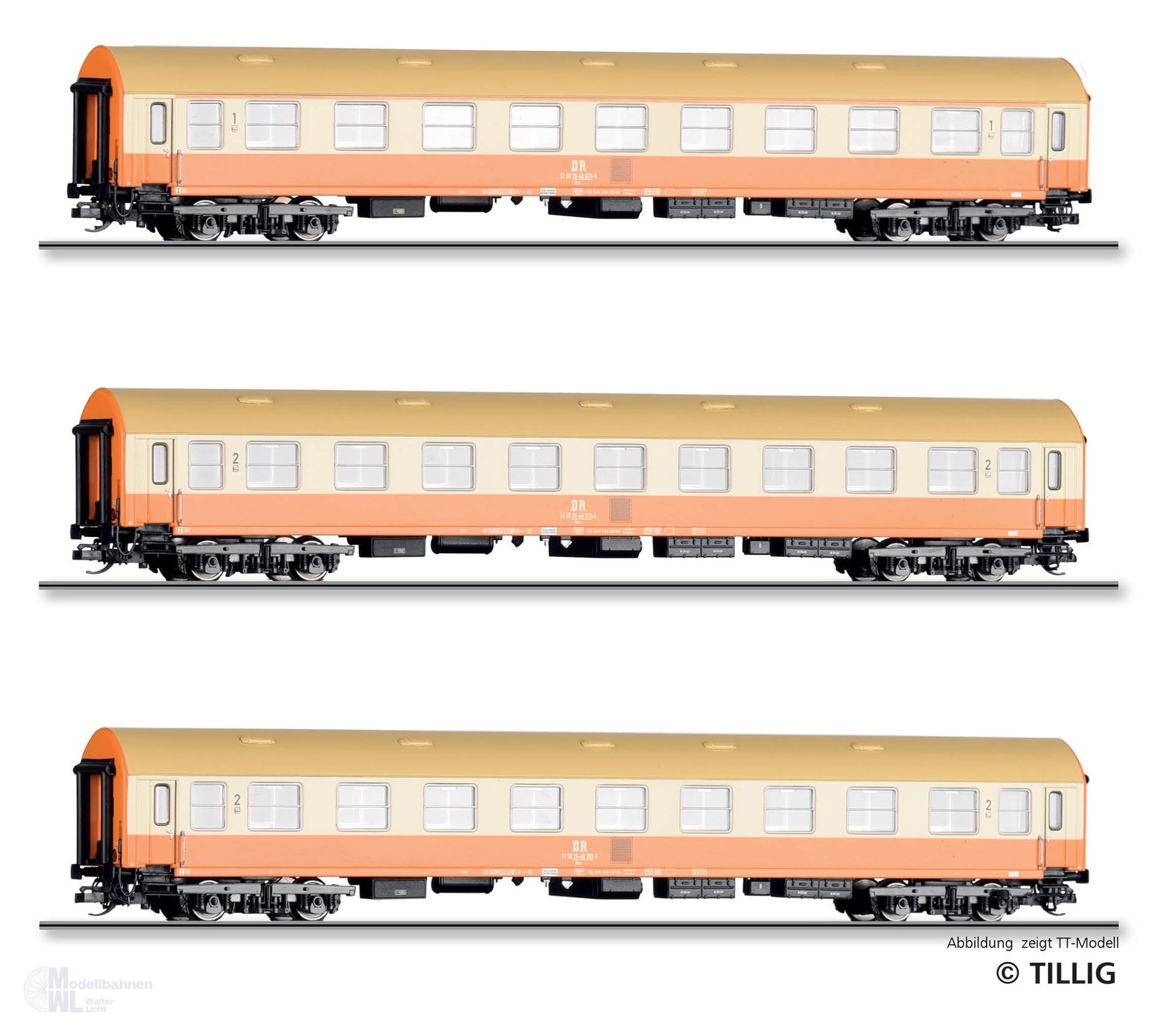 Tillig 70063 - Personenwagen Set DR Ep.IV Städteexpress 3.tlg. H0/GL