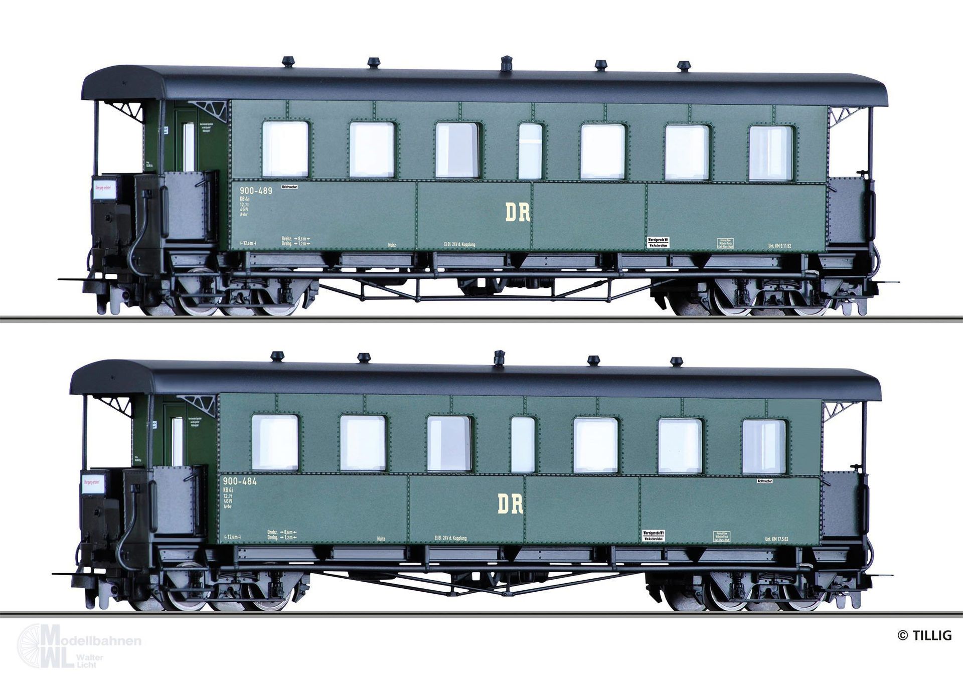 Tillig 13996 - Personenwagen Set DR Ep.III 2.tlg. KB4i H0m