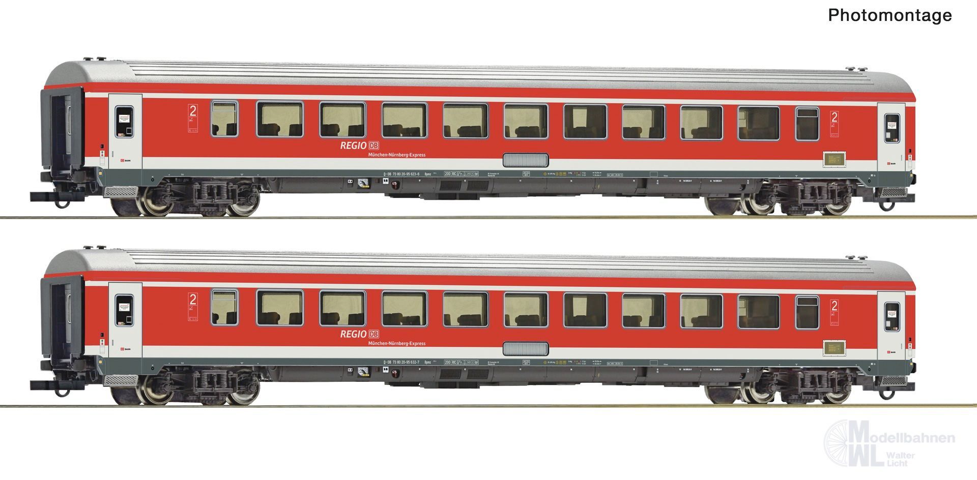 Roco 6200097 - Personenwagen Set DB Ep.VI 2.tlg. Müchen-Nürnberg H0/GL