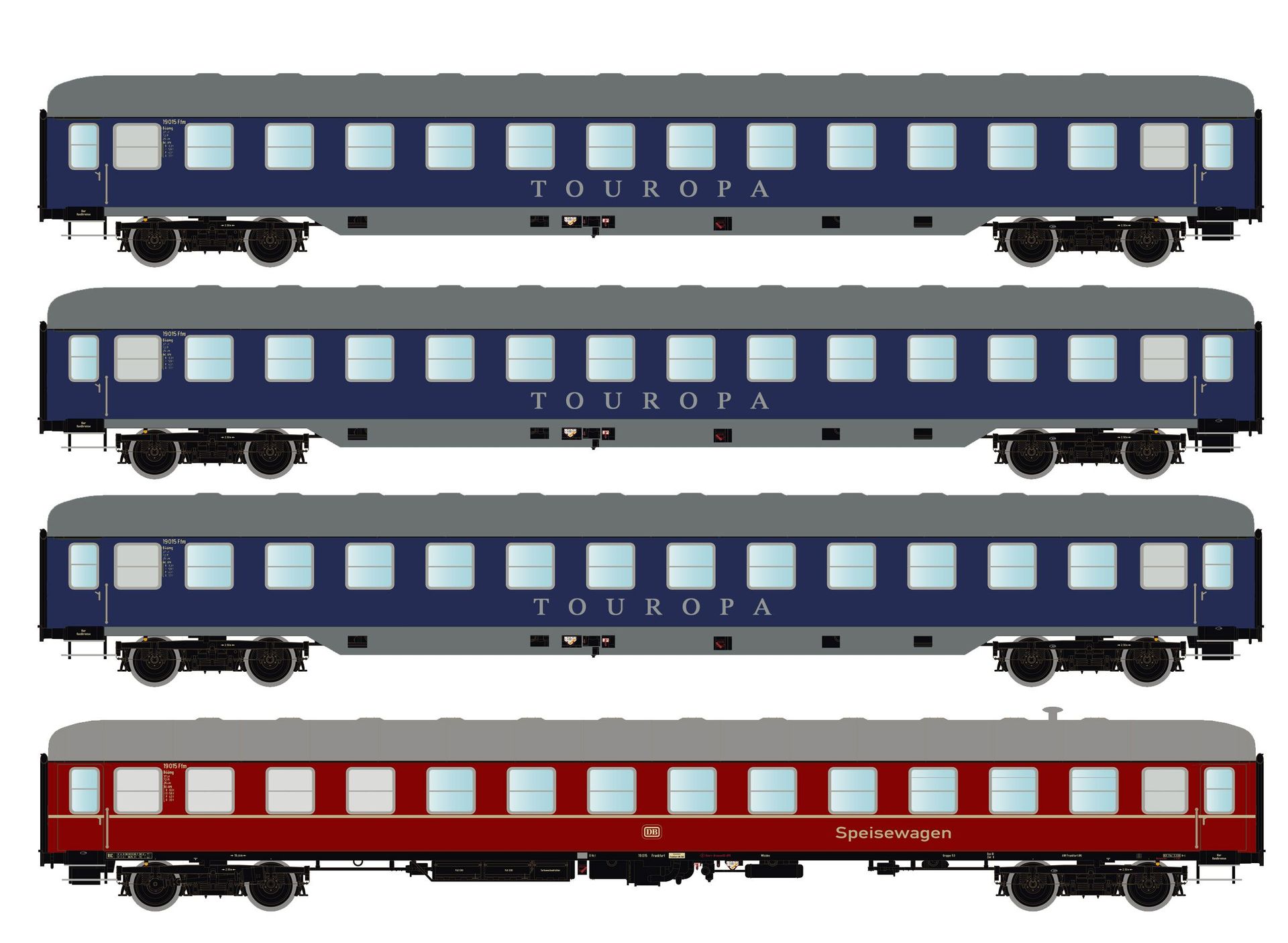 Hobbytrain 22201 - Touropa Set 2 DB Ep.III 4.tlg. N 1:160