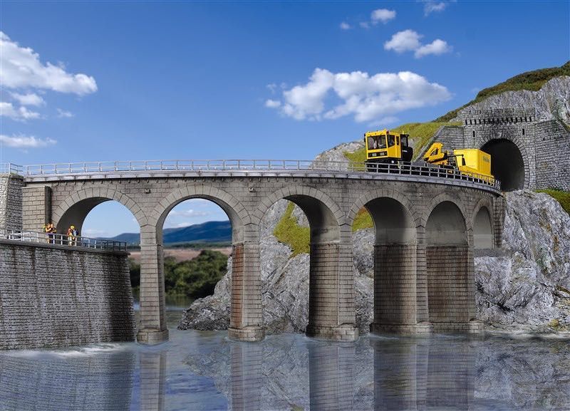 Kibri 39725 - Riedberg-Viadukt mit Eisbrecherpfeilern gebogen eingleisig H0 1:87