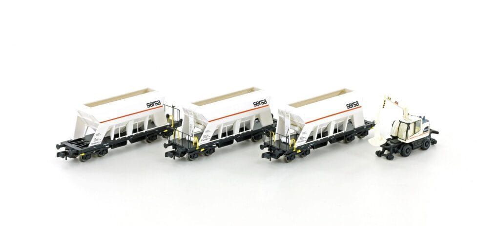 Lemke Collection 66306 - Selbstentladewagen Set Sersa Ep.VI 3.tlg. Und Bagger N 1:160