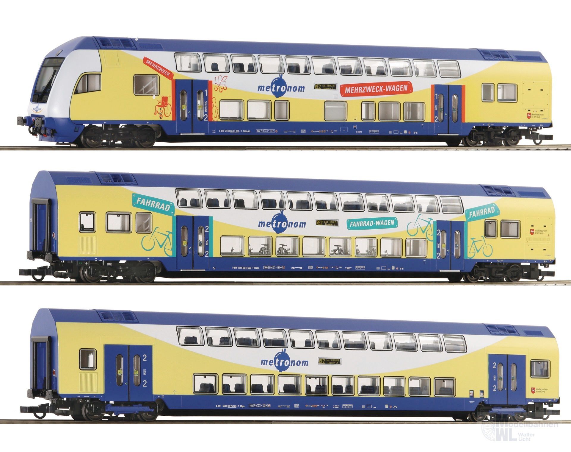 Roco 6220105 - Doppelstockwagen Set Metronom Ep.VI 3.tlg. H0/WS Digital