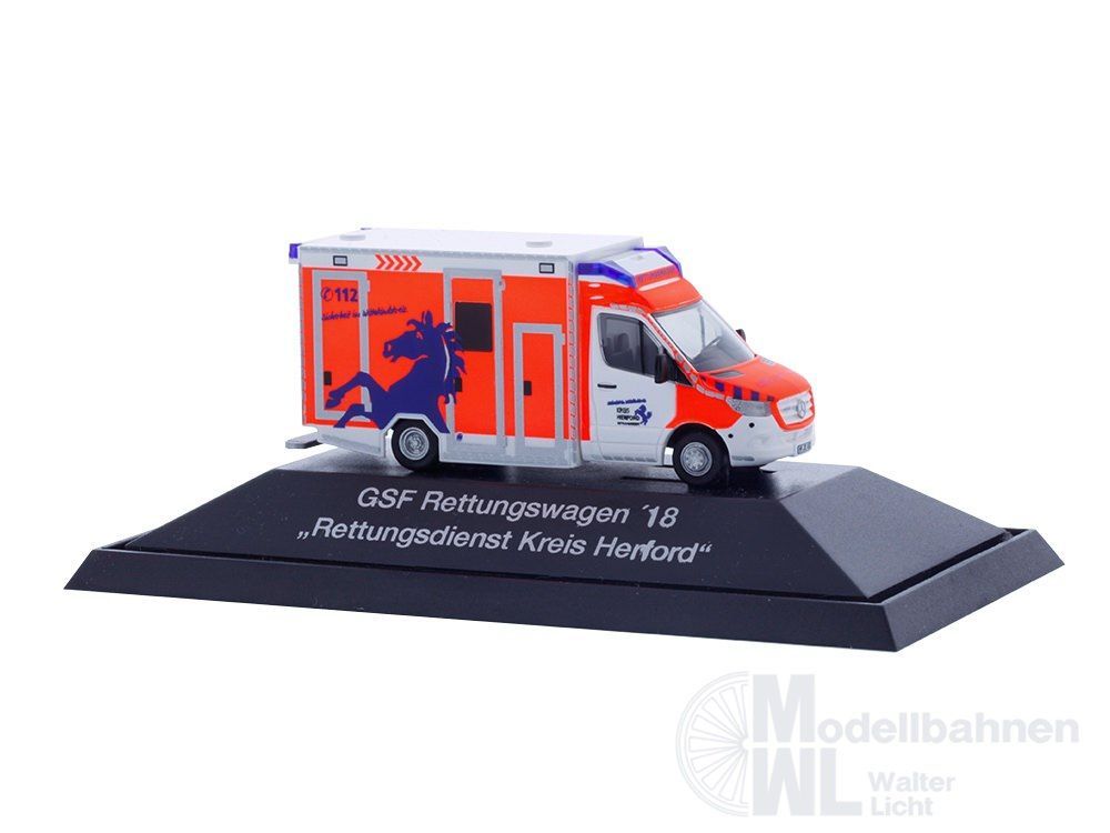 Rietze 76171 - GSF RTW ´18 Rettungsdienst Kreis Herford H0 1:87