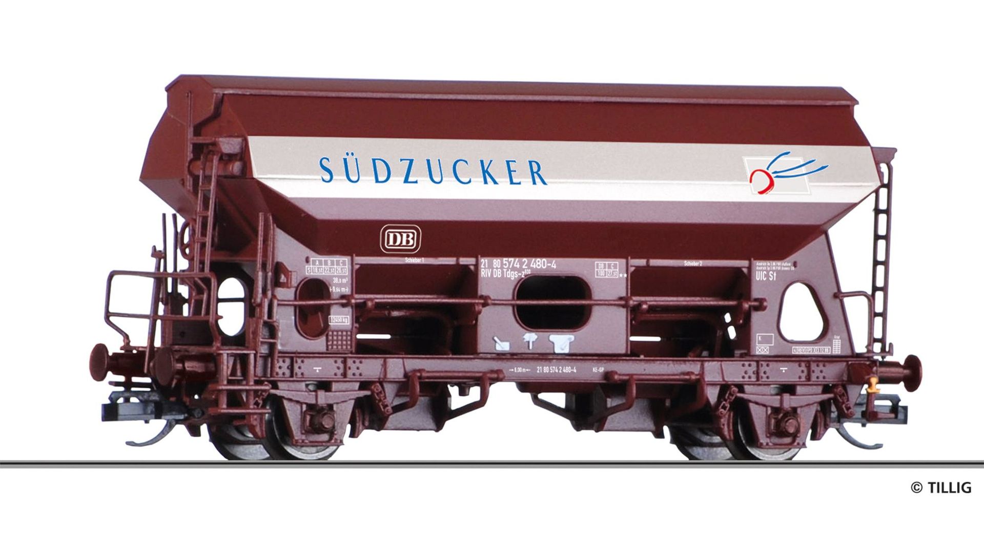 Tillig 17563 - Schwenkdachwagen DB Ep.IV Tds 930 Südzucker TT 1:120