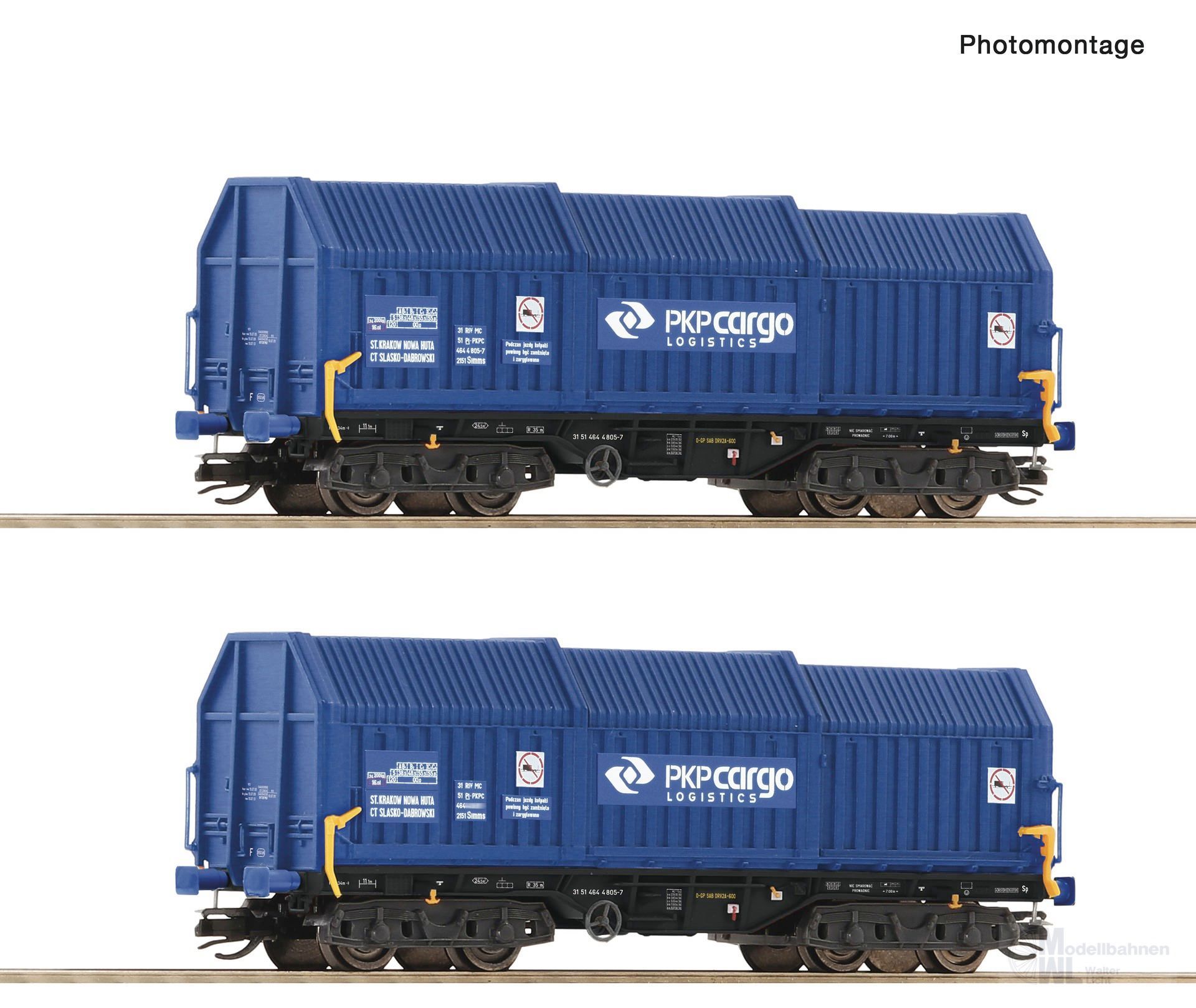 Roco 6680008 - Teleskophaubenwagen Set PKP Ep.VI 2.tlg. TT 1:120