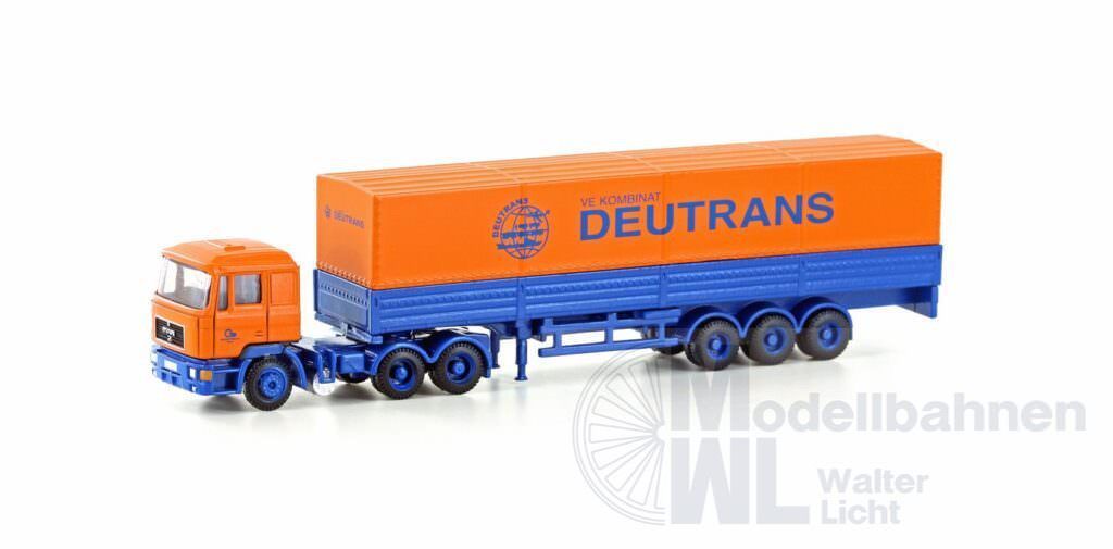 Lemke Minis 4072 - MAN F90 Planen-Sattelzug Deutrans N 1:160