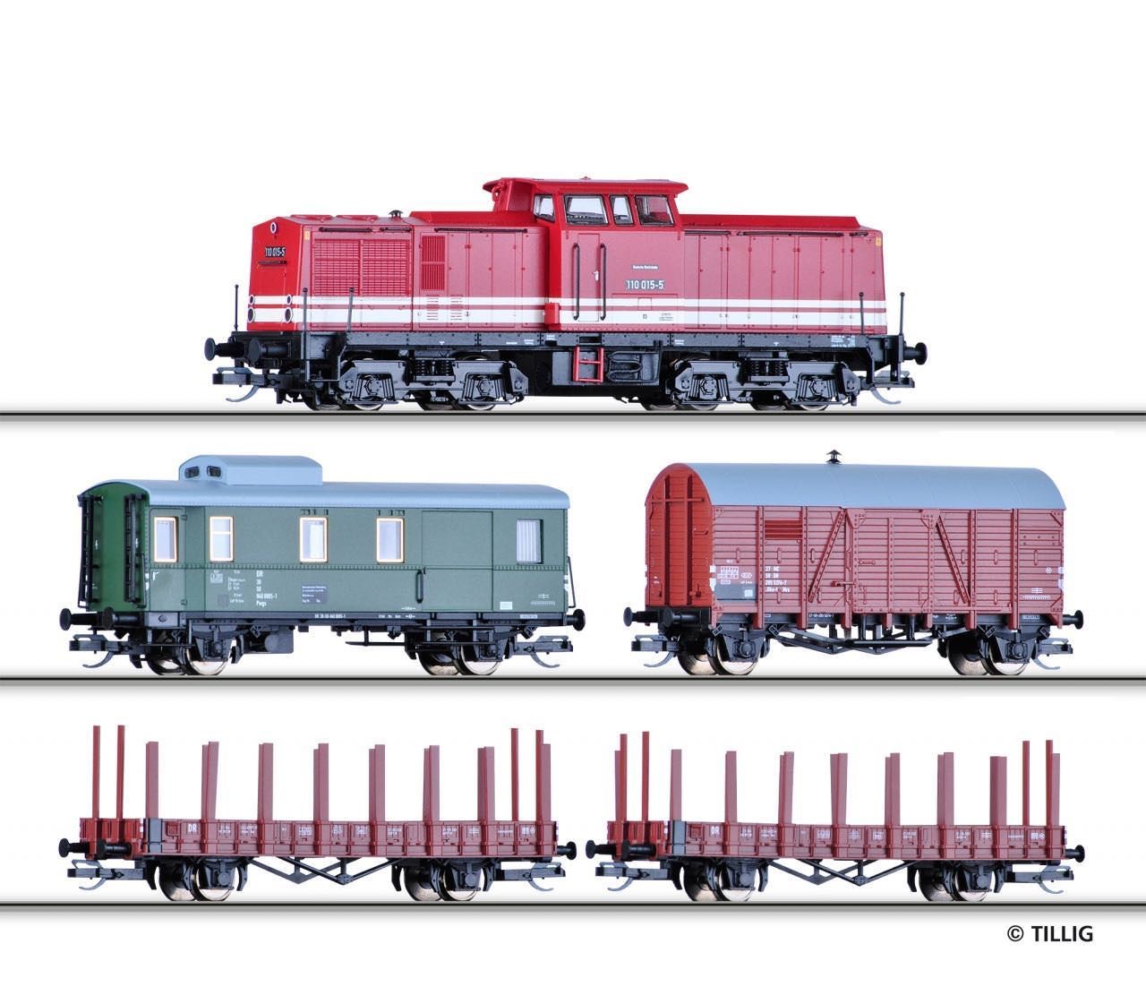 Tillig 01208 - Startset DR Ep.IV mit Diesellok V 100 TT 1:120 Digital