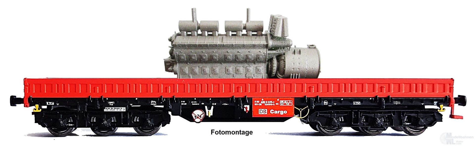 NPE NW52062 - Flachwagen DB Cargo Ep.V/VI Samms-u 454 mit Dieselmotor TT 1:120