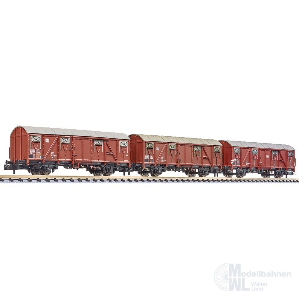 Liliput 260138 - Güterwagen Set DB Ep.IV 3.tlg.Gbs 245 glatte Wände ohne Bühne N 1:160