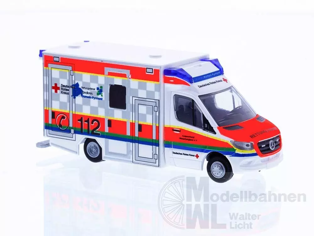 Rietze 76173 - GSF RTW ´18 Rettungsdienst Landkreis Hameln-Pyrmont H0 1:87