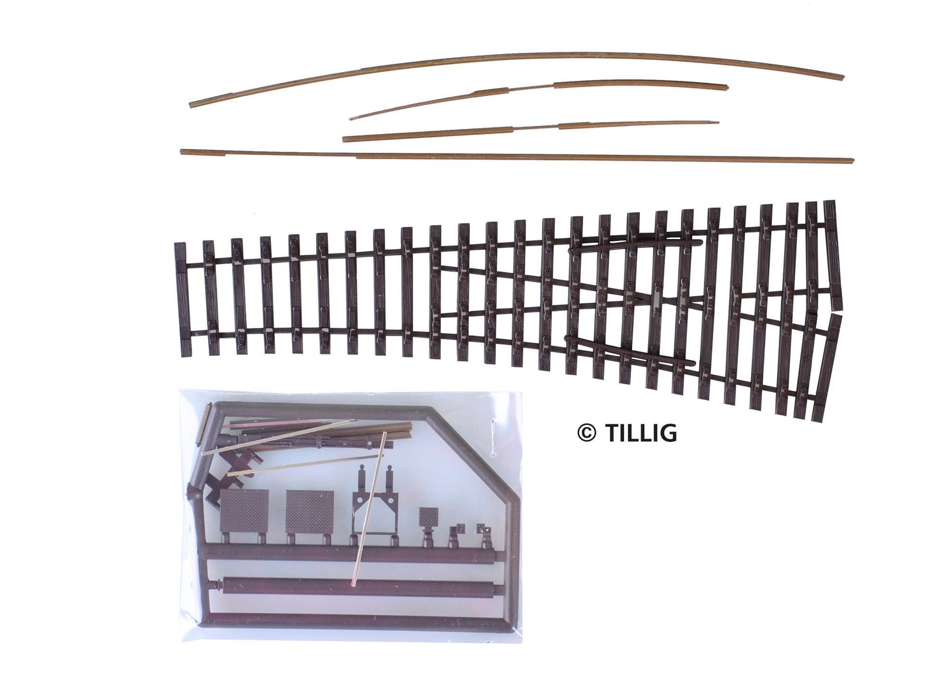 Tillig 85423 - Bausatz Weiche rechts Herzstückwinkel 15° H0/GL