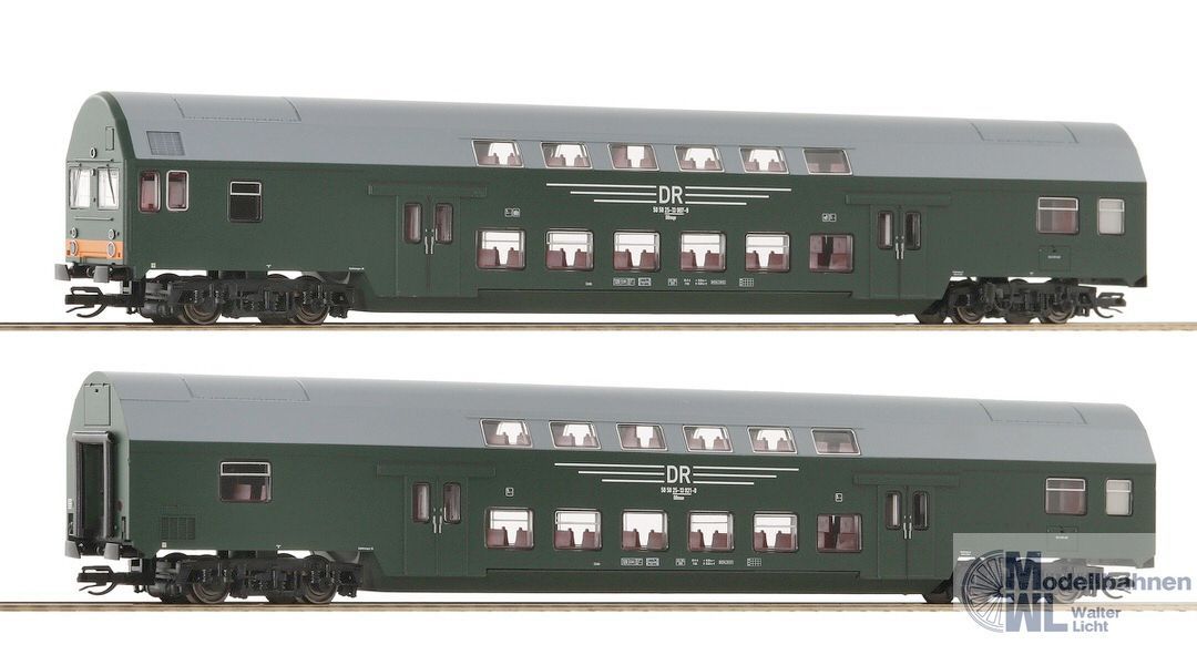 Roco 6280006 - Doppelstockwagen Set DR Ep.IV 2.tlg. Set 1 TT 1:120