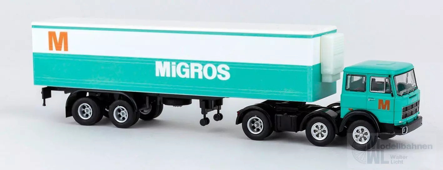 Brekina 58582 - Fiat 691T Koffersattelzug Migros (CH) H0 1:87