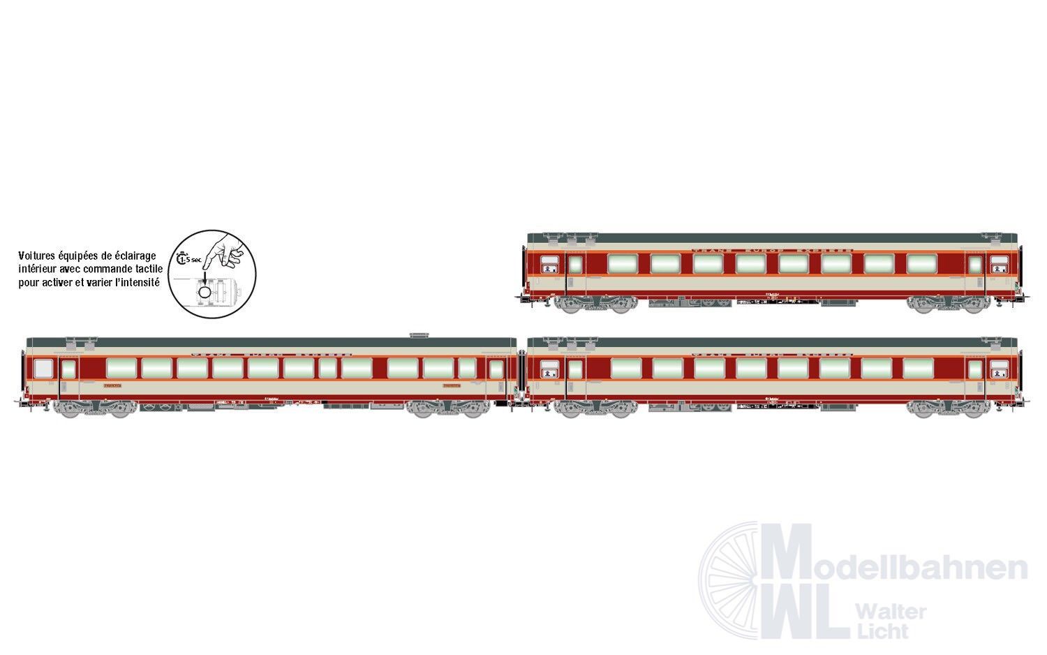 Jouef 4191 - Personenwagen Set SNCF Ep.IV TEE Le Kleber 3.tlg. H0/GL