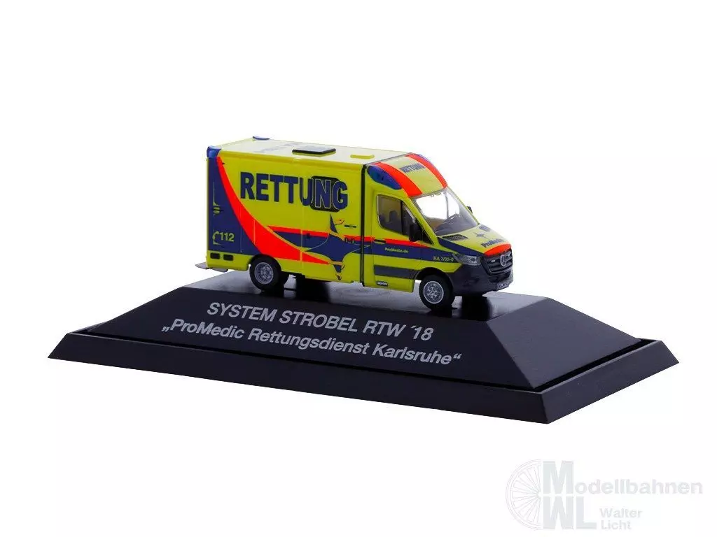 Rietze 76165 - Strobel RTW ´18 ProMedic Rettungsdienst Karlsruhe H0 1:87