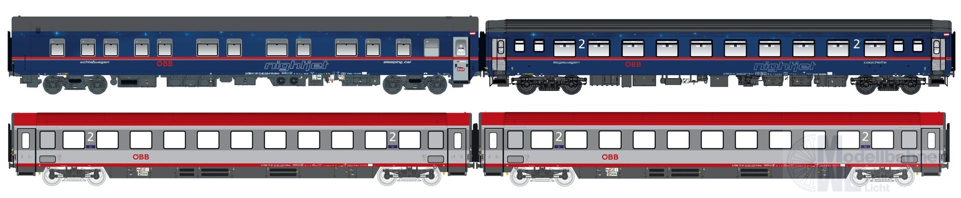 LS Models 97033 - Nachtzugwagen Set ÖBB Nightjet Ep.VI 4.tlg. Set 1 H0/GL