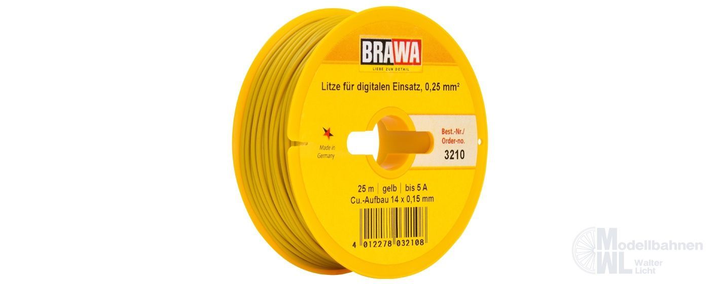 Brawa 3210 - Einzelader 0,25 qmm gelb 25 Meter
