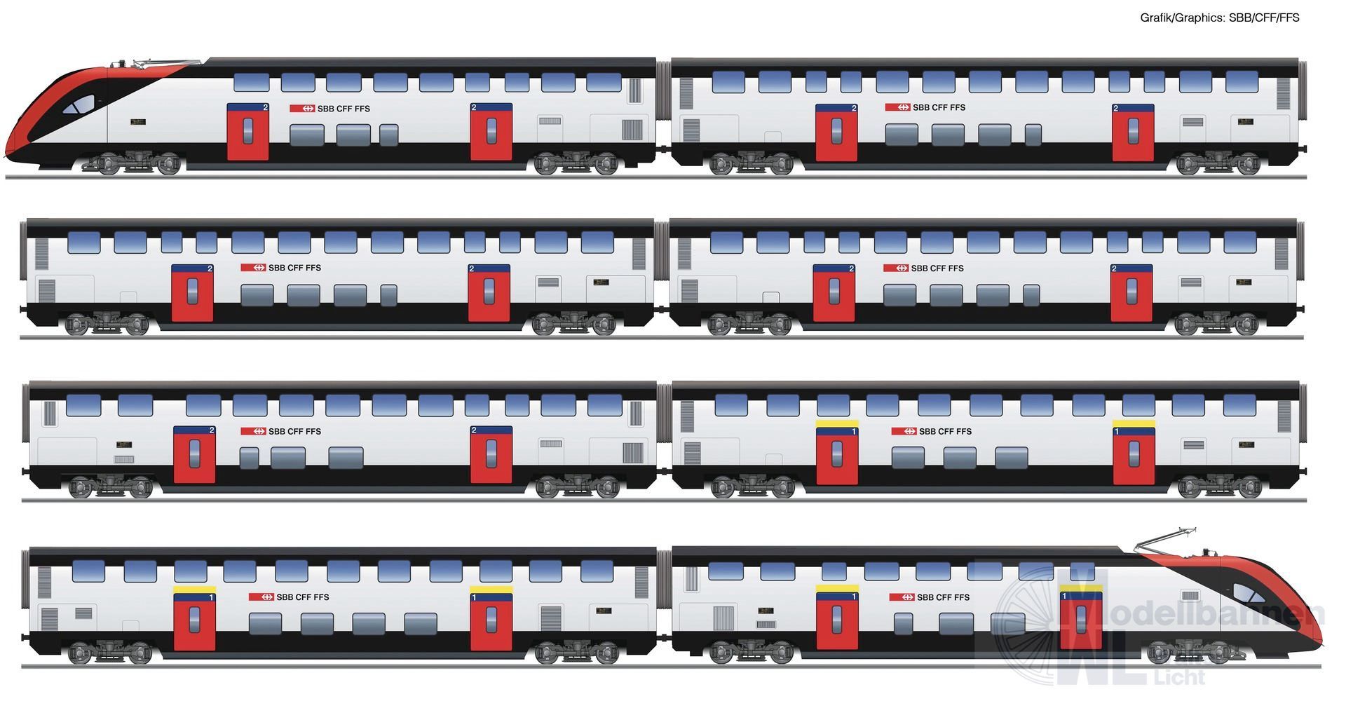 Roco 7700007 - Triebzug RABe 502 SBB Ep.VI 8.tlg. H0/GL