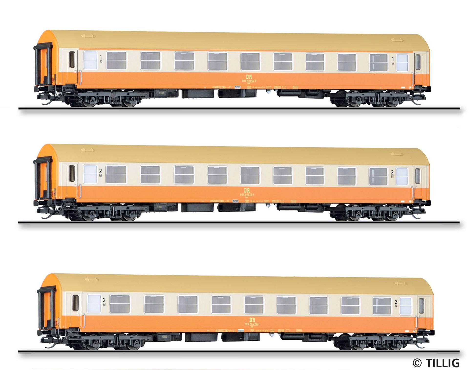 Tillig 01804 - Personenwagen Set DR Ep.IV 3.tlg. Städte-Express TT 1:120