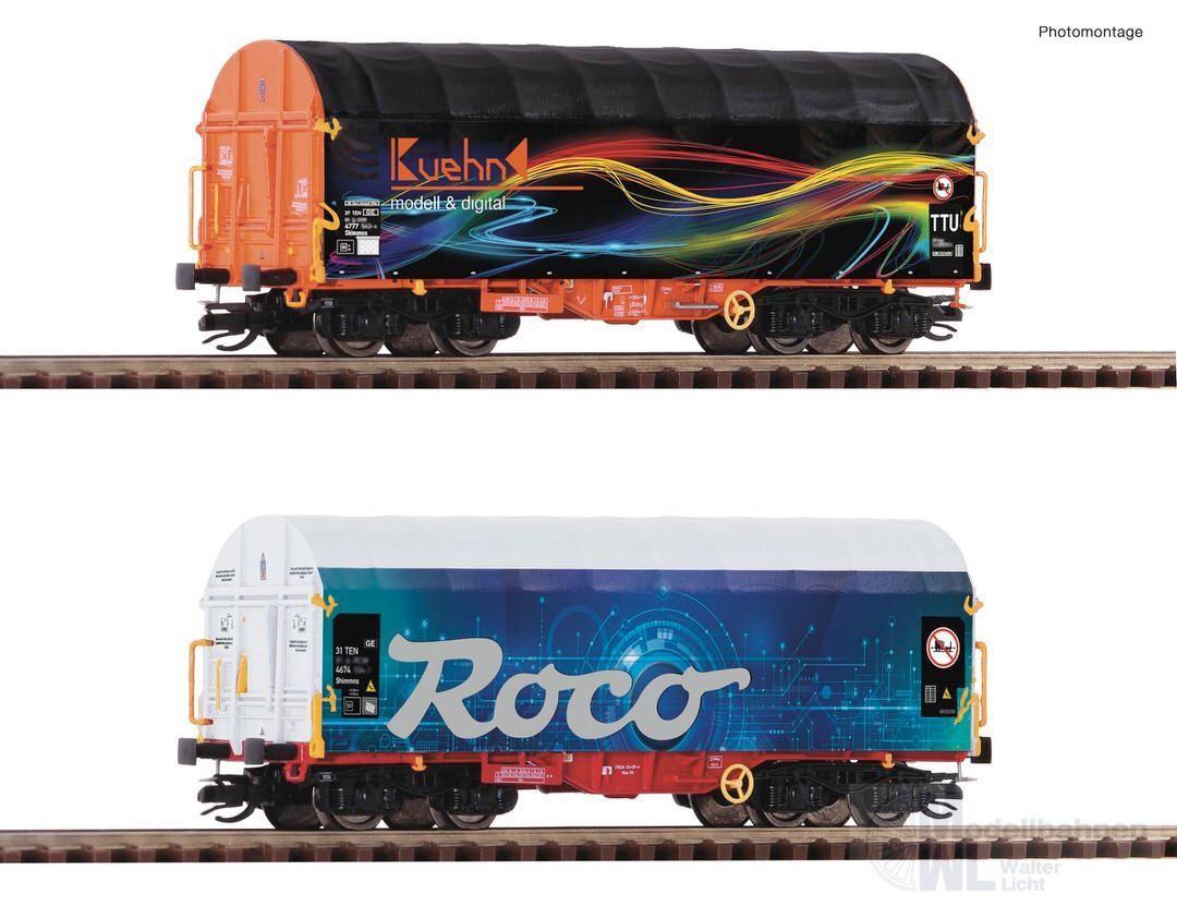 Roco 6680022 - Schiebeplanenwagen Set Roco Ep.VI 2.tlg. TT 1:120