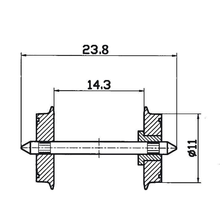 Roco 40182 - Radsatz 11mm NEM 2 Stück 1-isol. H0