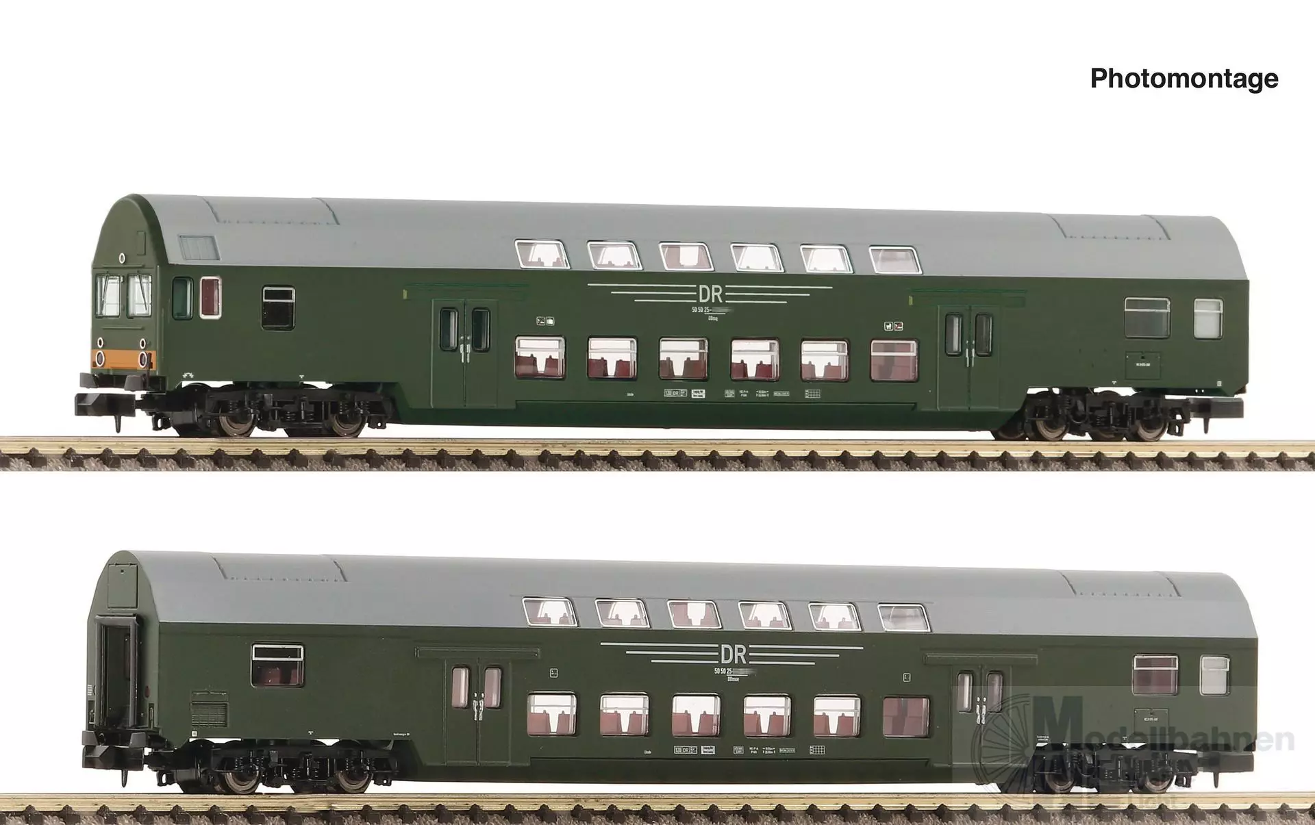 Fleischmann 6260041 - Doppelstockwagen Set DR Ep.IV 2.tlg. Mit Steuerwagen N 1:160