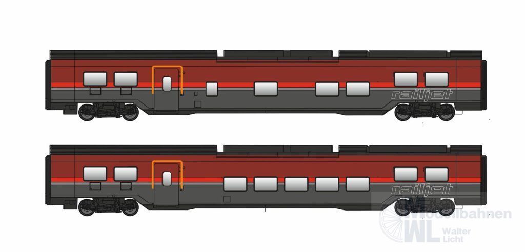 Jägerndorfer Modellbahn 71211 - Railjet Wagen Set DANI ÖBB Ep.VI 2.tlg. Basic H0/GL