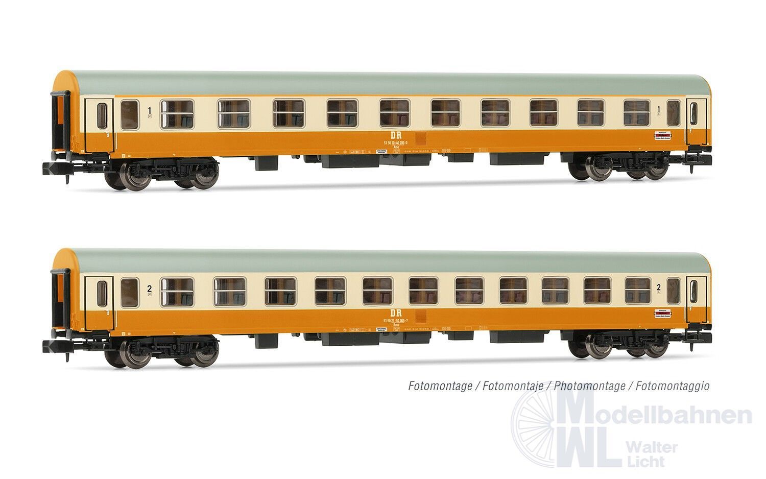 Arnold 4435 - Reisezugwagen Set DR Ep.IV 2.tlg. N 1:160