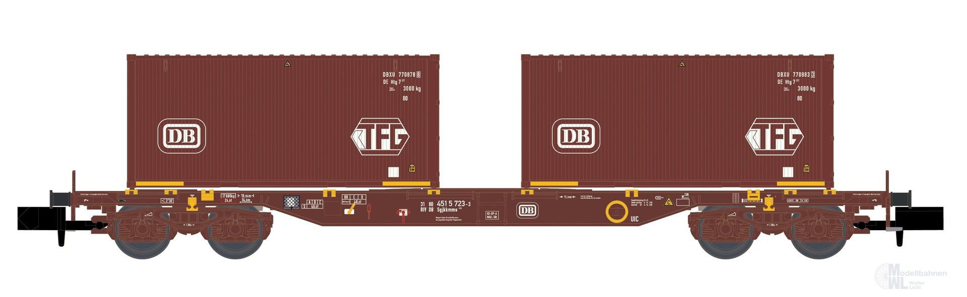 Hobbytrain 23202 - Containerwagen DB Ep.IV Sgjkkmms 699 DB/TFG N 1:160