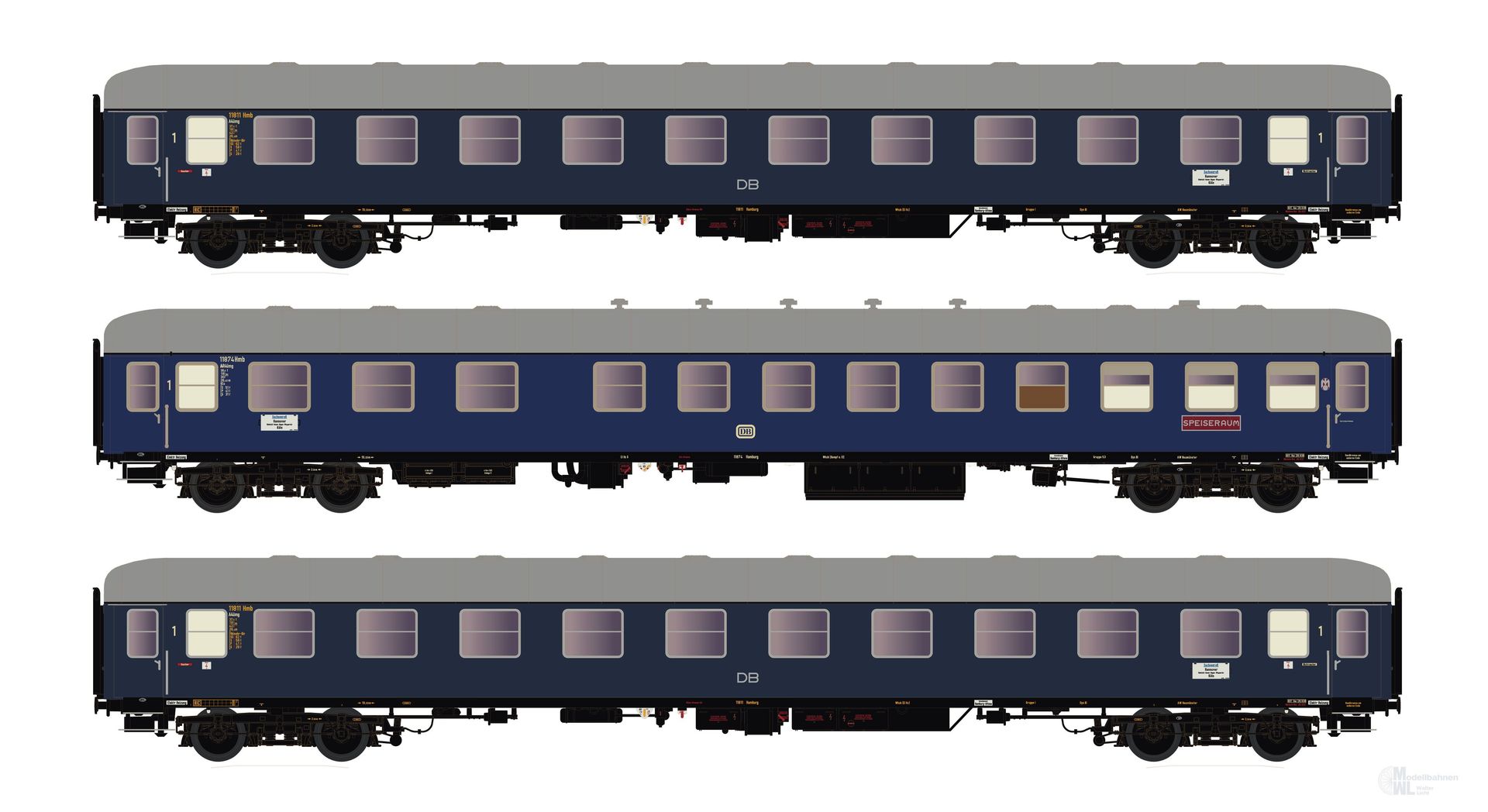 Hobbytrain 43046 - Personenwagen Set DB Ep.IIIb F15/16 Sachsenross 3.tlg. H0/GL