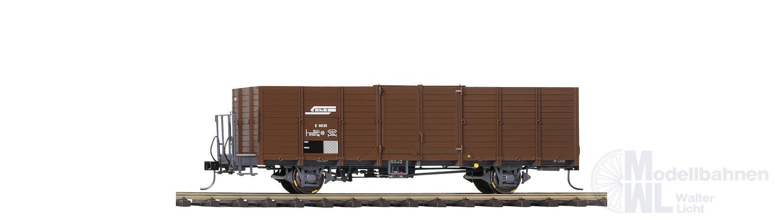 Bemo 9451115 - Hochbordwagen RhB E 6635 mit Holzwand dunkelbraun Spur 0m