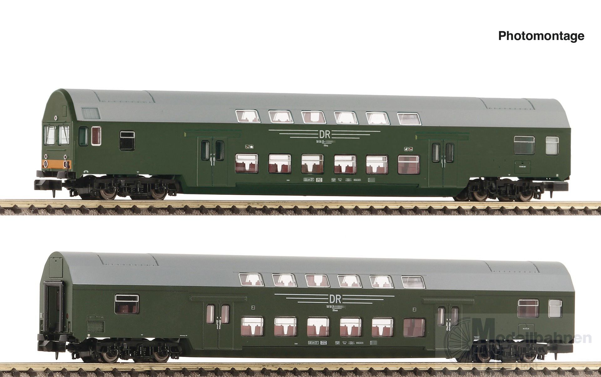 Fleischmann 6260041 - Doppelstockwagen Set DR Ep.IV 2.tlg. Mit Steuerwagen N 1:160