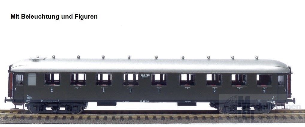 Exact Train 10040 - Personenwagen NS Ep.II 1/2.Kl. mit Figuren und Beleuchtung H0/GL