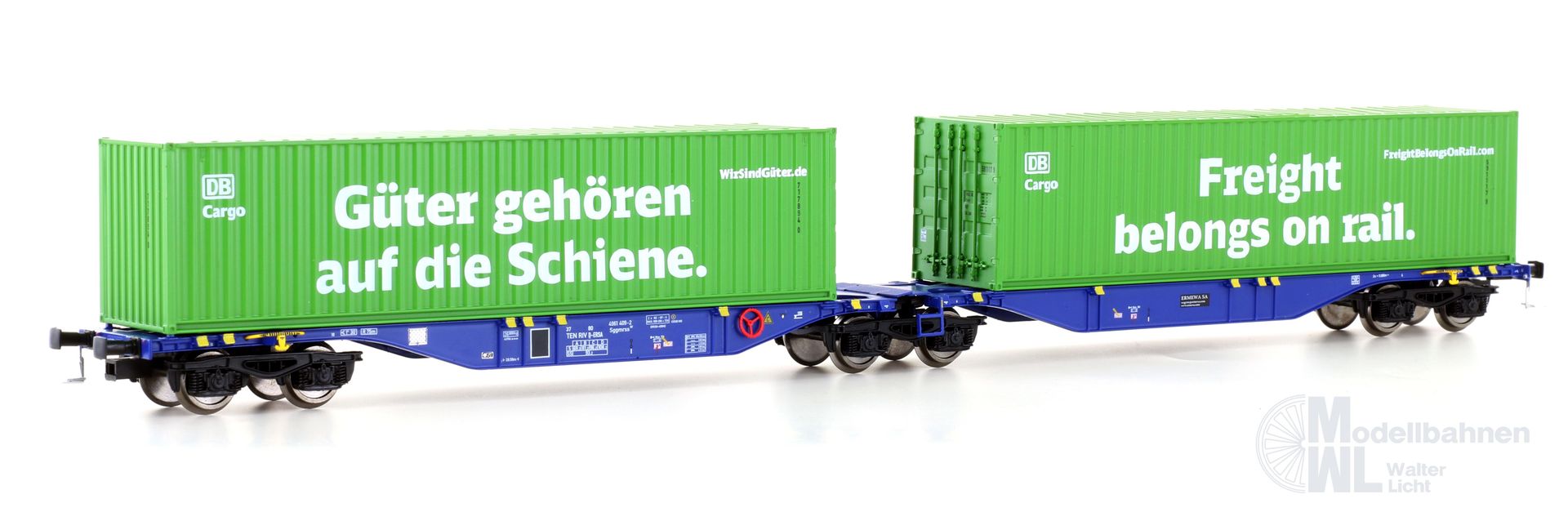 Mehano 28398 - Containerwagen DB Cargo Ep.VI Sggmrss'90 Ermewa H0/GL