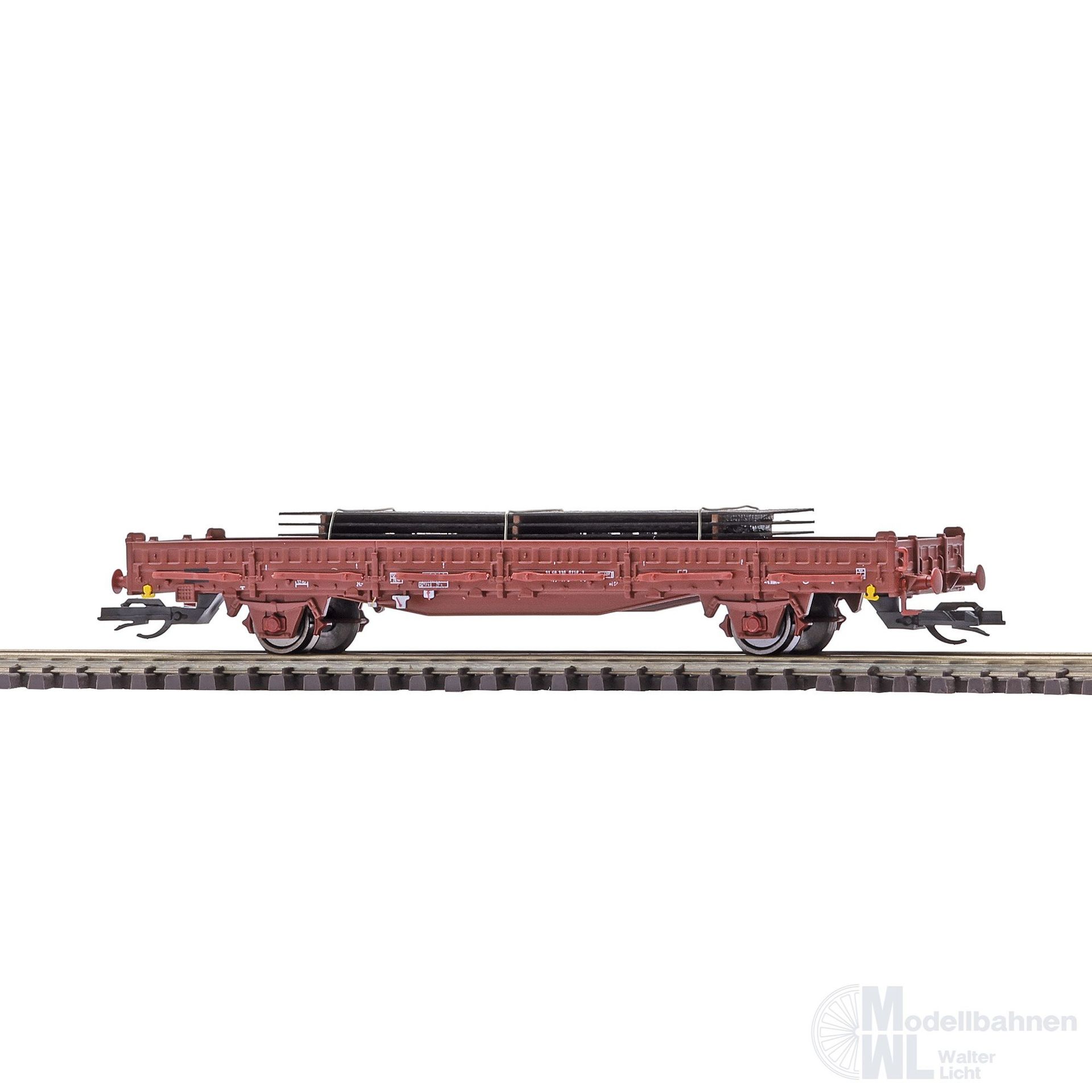 Busch 31515 - Flachwagen DR EP.IV mit Rungen Ks 330 beladen mit Stahlplatten TT 1:120