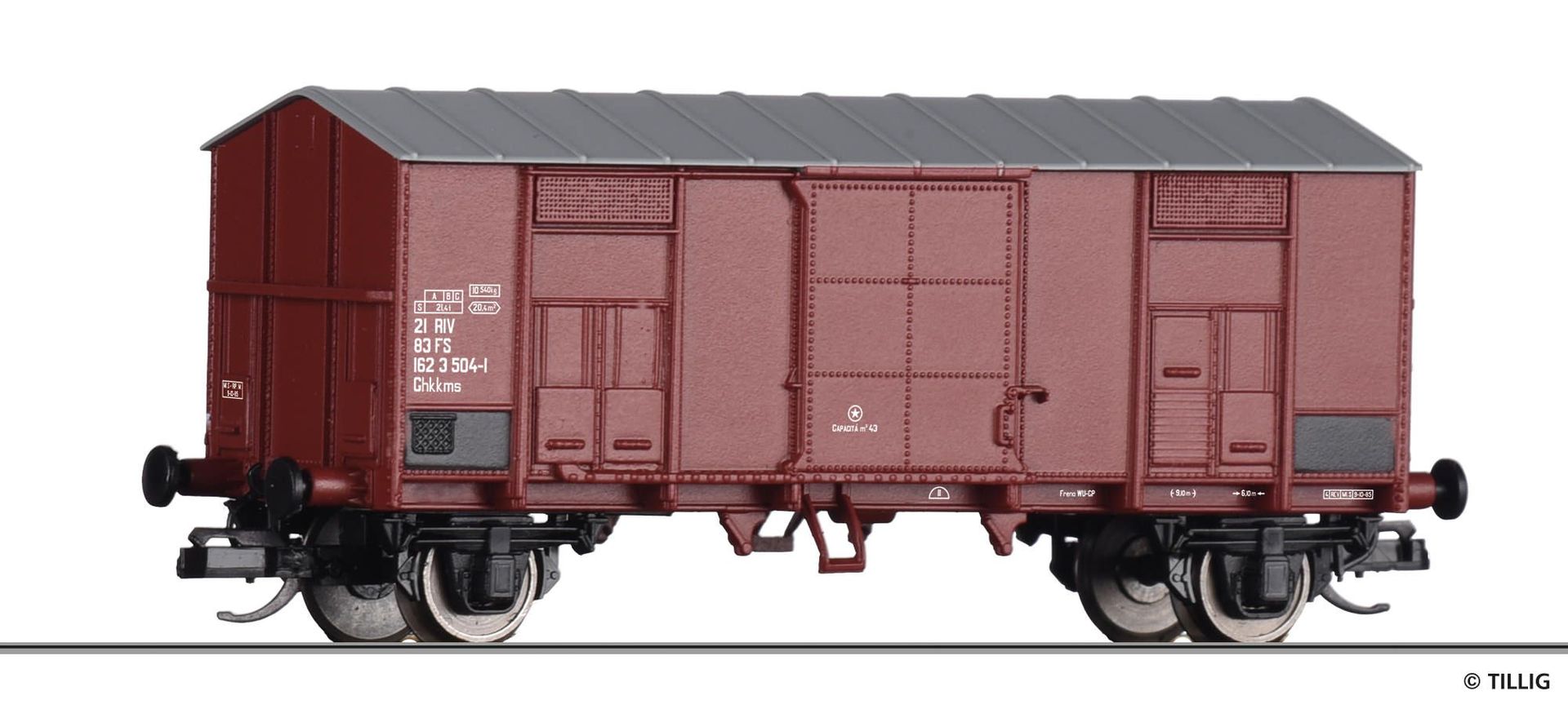 Tillig 14892 - Güterwagen ged. FS Ep.IV Ghkkms TT 1:120