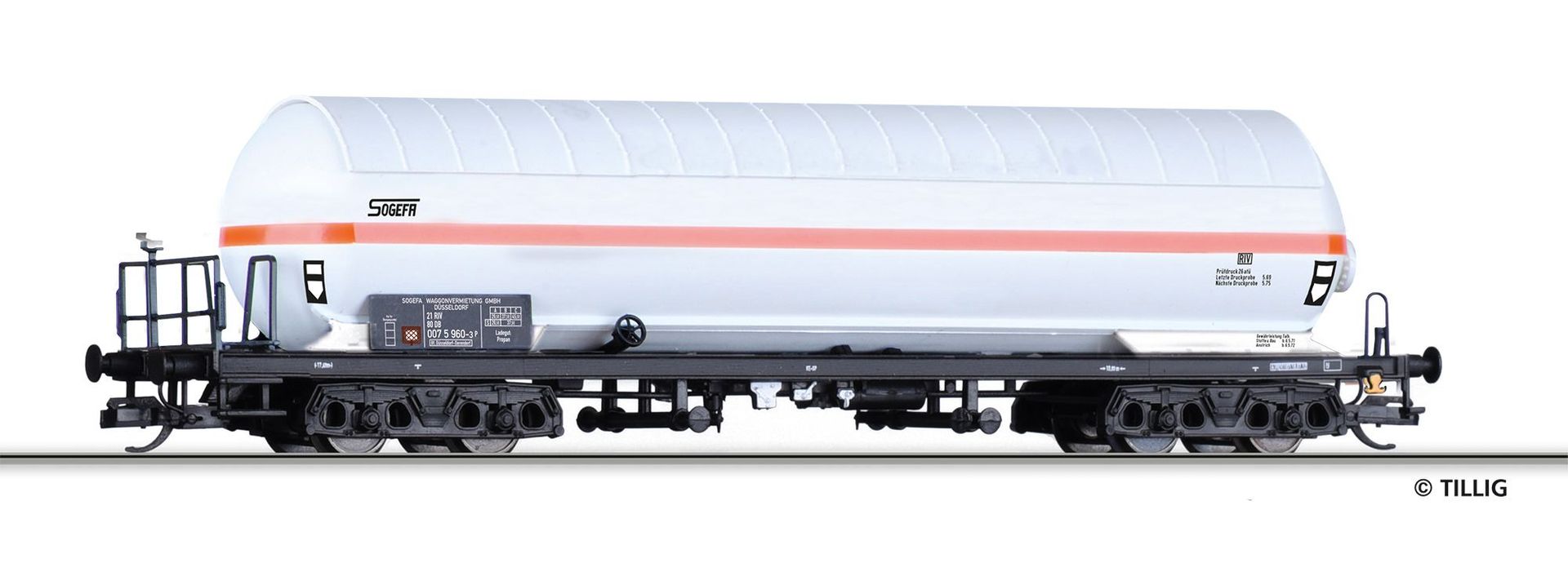 Tillig 15044 - Gaskesselwagen DB Ep.IV SOGEFA Waggonvermietung TT 1:120