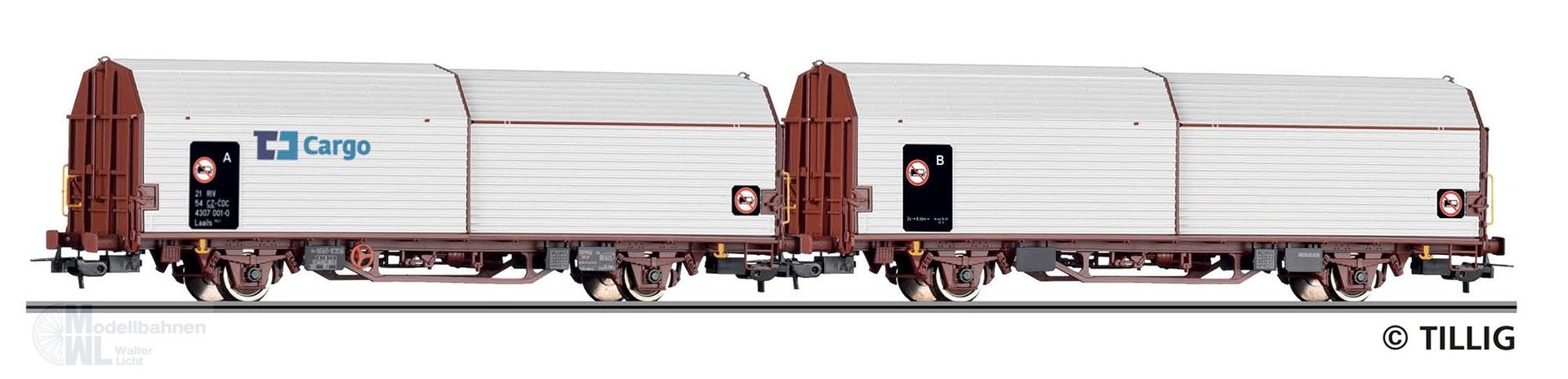 Tillig 70078 - Teleskophaubenwagen Set CD Cargo Ep.VI Laails 142.1 H0/GL