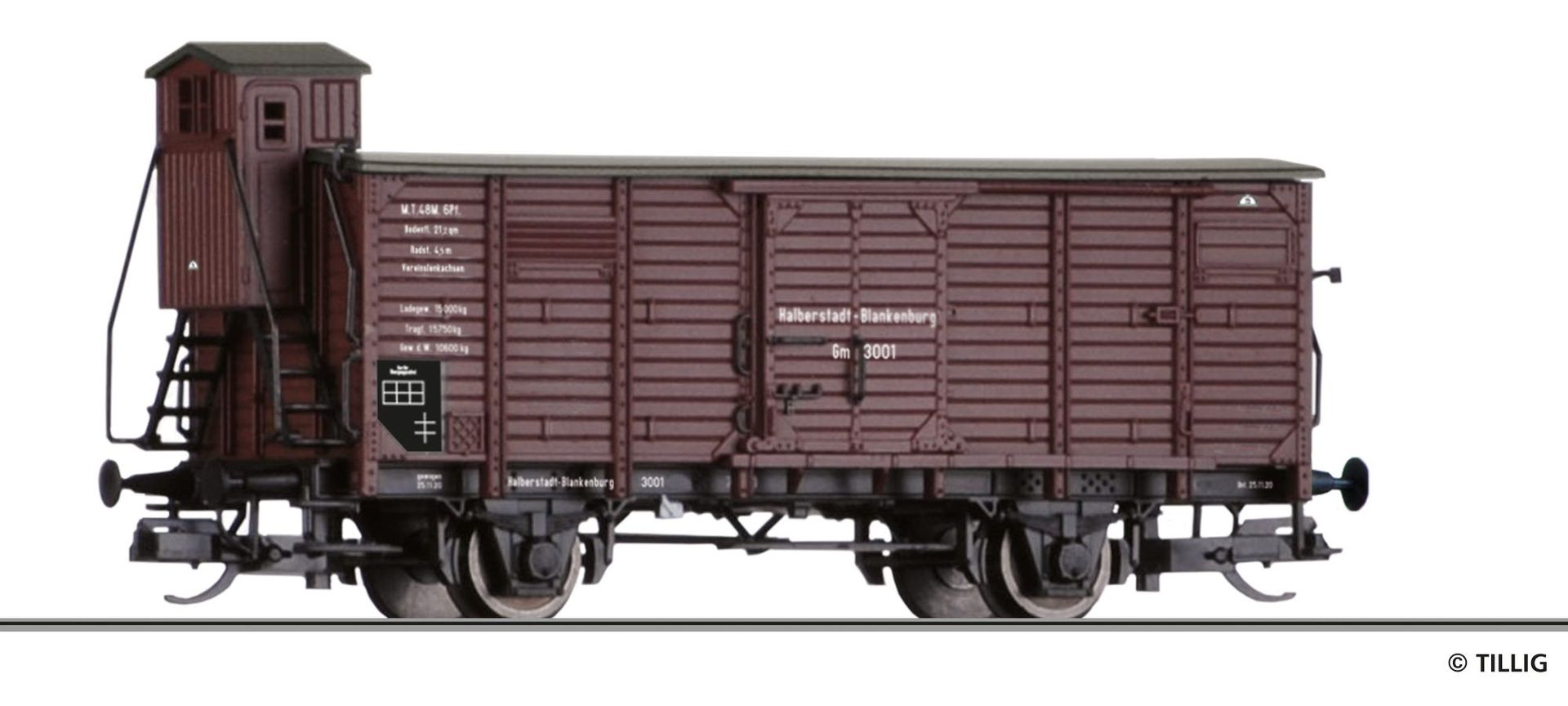 Tillig 17929 - Güterwagen gedeckt Halberstadt-Blankenburger Eisenbahn Ep.II TT 1:120