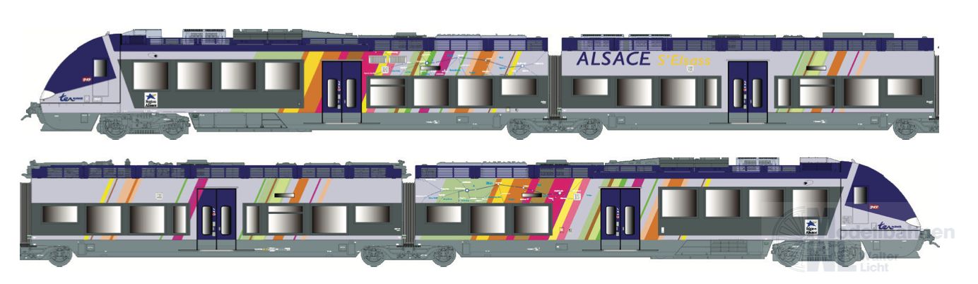 LS Models 10593 - Triebzug AGC 4 SNCF Ep.VI 4-tlg. Alsace H0/WS