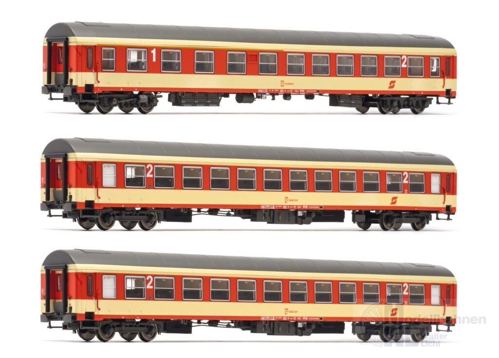 Jägerndorfer Modellbahn 90302 - Personenwagen Set ÖBB Ep.IV Sparlack 3.tlg. UIC-X H0/GL