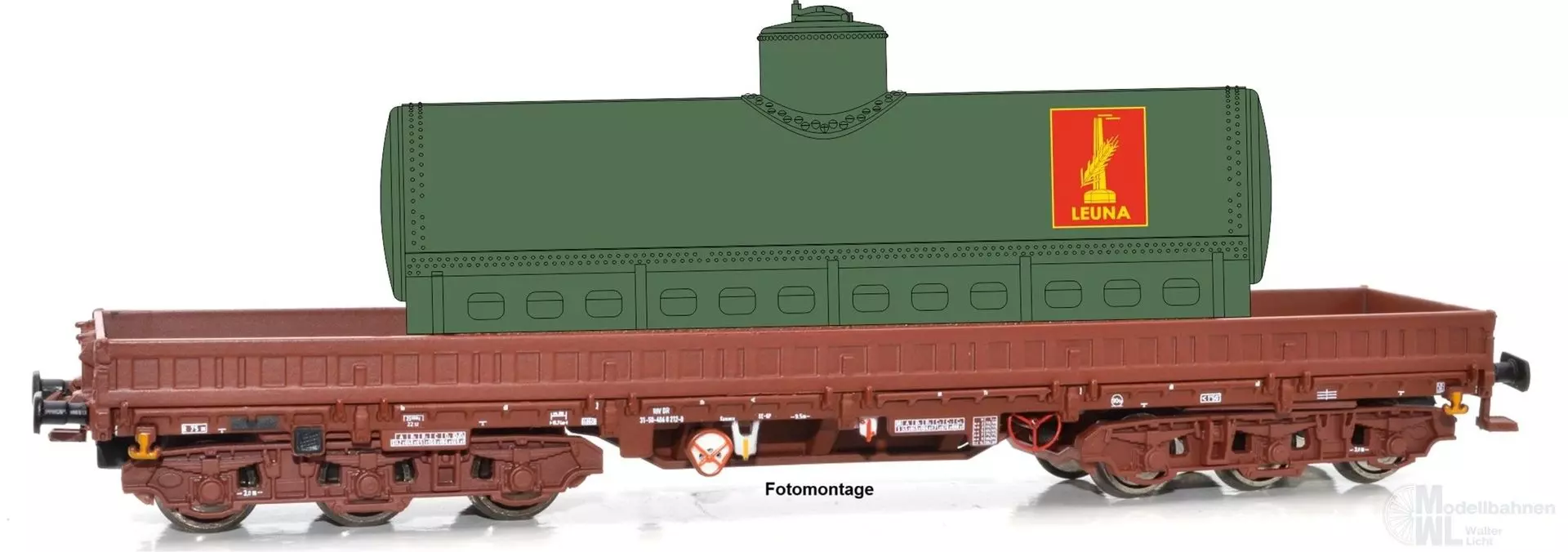 NPE NW22936 - Schwerlastwagen DR Ep.IV Samms 4860 oliv Kessel VEB LEUNA DR H0/GL