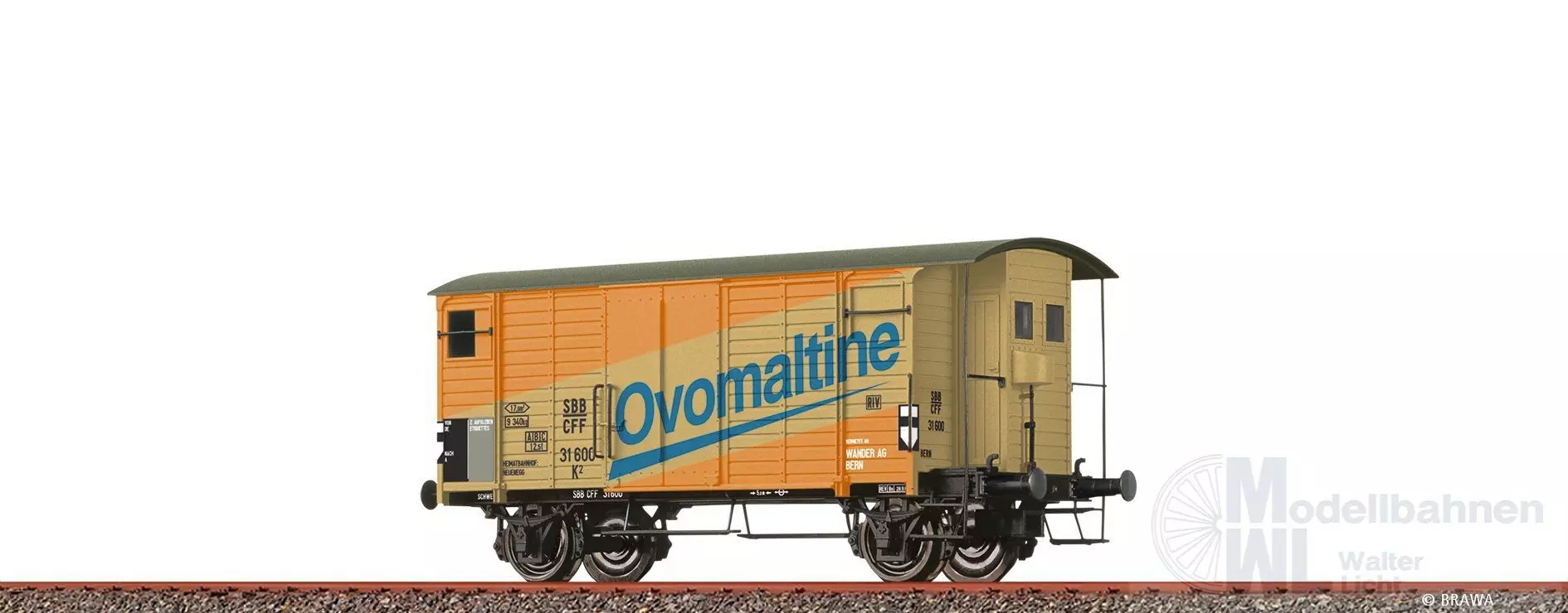 Brawa 50992 - Güterwagen gedeckt SBB Ep.III K2 Ovomaltine H0/GL