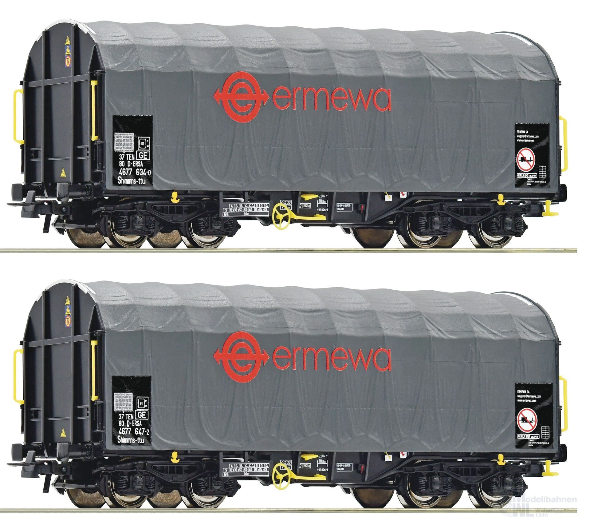 Roco 76039 - Schiebeplanenwagen Set ERMEWA Ep.VI 2.tlg. H0/GL