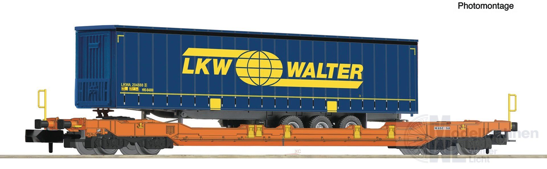 Fleischmann 6660039 - Taschenwagen T5 Wascosa Ep.V/VI mit Auflieger LKW Walter N 1:160