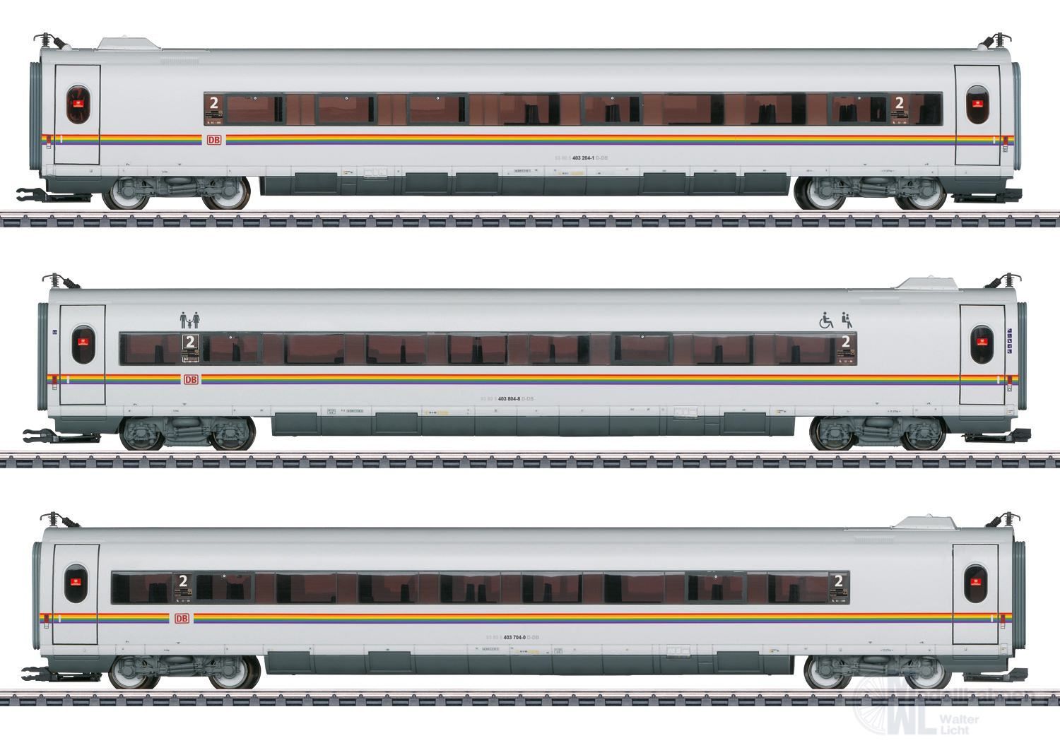 Märklin 43739 - Ergänzungswagen-Set ICE 3 DB AG Ep.VI 3.tlg. Regenbogen H0/WS