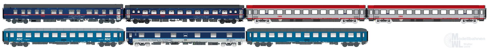 LS Models 97023N - Nachtzugwagen Set ÖBB Nightjet/CD Ep.VI 7.tlg. N 1:160