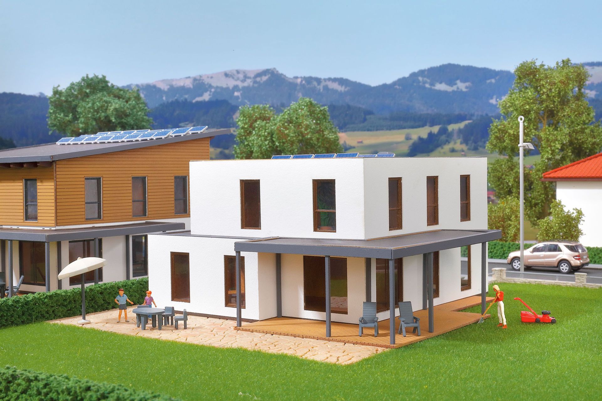 Kibri 38339 - Kubushaus Lina mit Terrasse Polyplate Bausatz H0 1:87